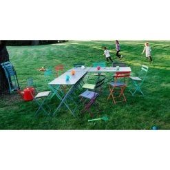 Chaise De Jardin Pliante FERMOB Bistro Métal - Bleu Acapulco -Lafuma Magasin 010121 chaise jardin pliante fermob bistro metal bleu acapulco ambiance