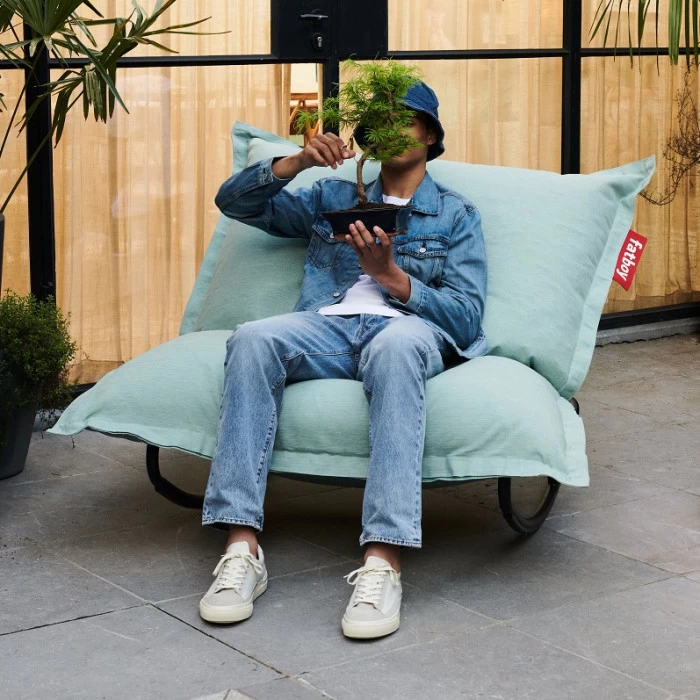 Pack Rocking Chair Rock'n'Roll Noir + Pouf Original Outdoor Écume Fatboy 2 Pack Rocking Chair Rock'n'Roll Noir + Pouf Original Outdoor Écume Fatboy – Image 2