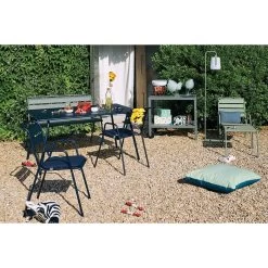 Galette Color Mix Pour Chaise FERMOB Monceau - Bleu Nuit -Lafuma Magasin 2721 coussin galette bleu ambiance 1