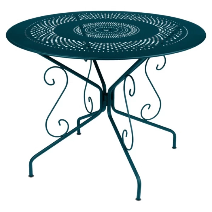 Table De Jardin 4 Personnes FERMOB Montmartre Ø 96 Cm - Bleu Acapulco 1 Table De Jardin 4 Personnes FERMOB Montmartre Ø 96 Cm - Bleu Acapulco
