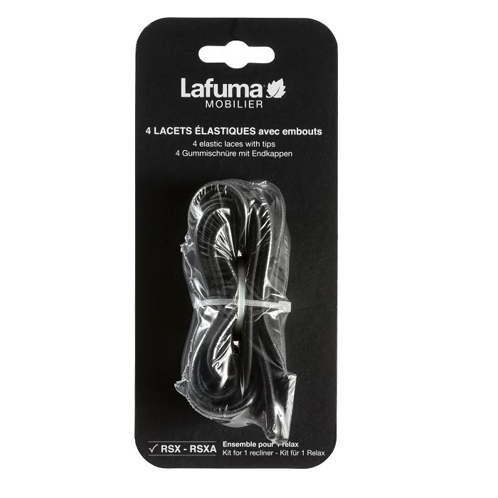 Kit 4 Lacets élastiques Avec Embouts Pour Fauteuil Relax LAFUMA - Noir 1 Kit 4 Lacets élastiques Avec Embouts Pour Fauteuil Relax LAFUMA - Noir