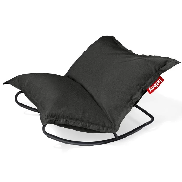Pack Rocking Chair Rock'n'Roll Noir + Pouf Original Outdoor Gris Orage Fatboy 1 Pack Rocking Chair Rock'n'Roll Noir + Pouf Original Outdoor Gris Orage Fatboy