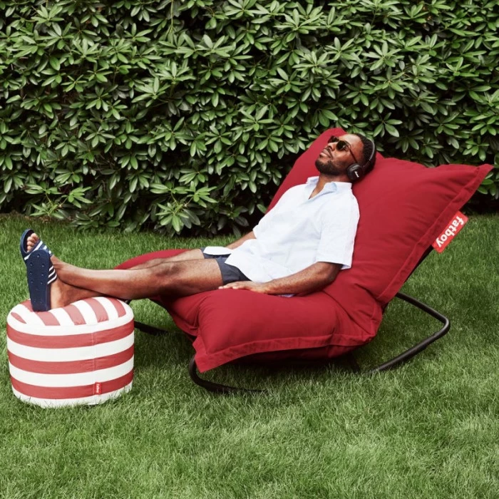 Pack Rocking Chair Rock'n'Roll Noir + Pouf Original Outdoor Rouge Fatboy 2 Pack Rocking Chair Rock'n'Roll Noir + Pouf Original Outdoor Rouge Fatboy – Image 2